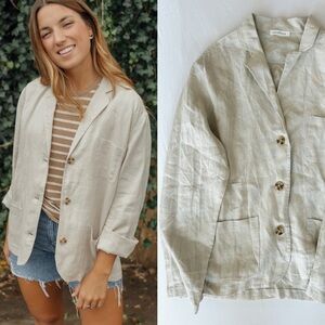 Neuflora 100% Linen Venice Blazer size large, Cream
